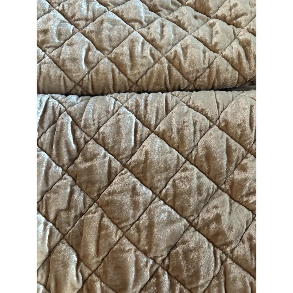 2 Pottery Barn Golden Brown Viscose Velvet King Pillow Shams